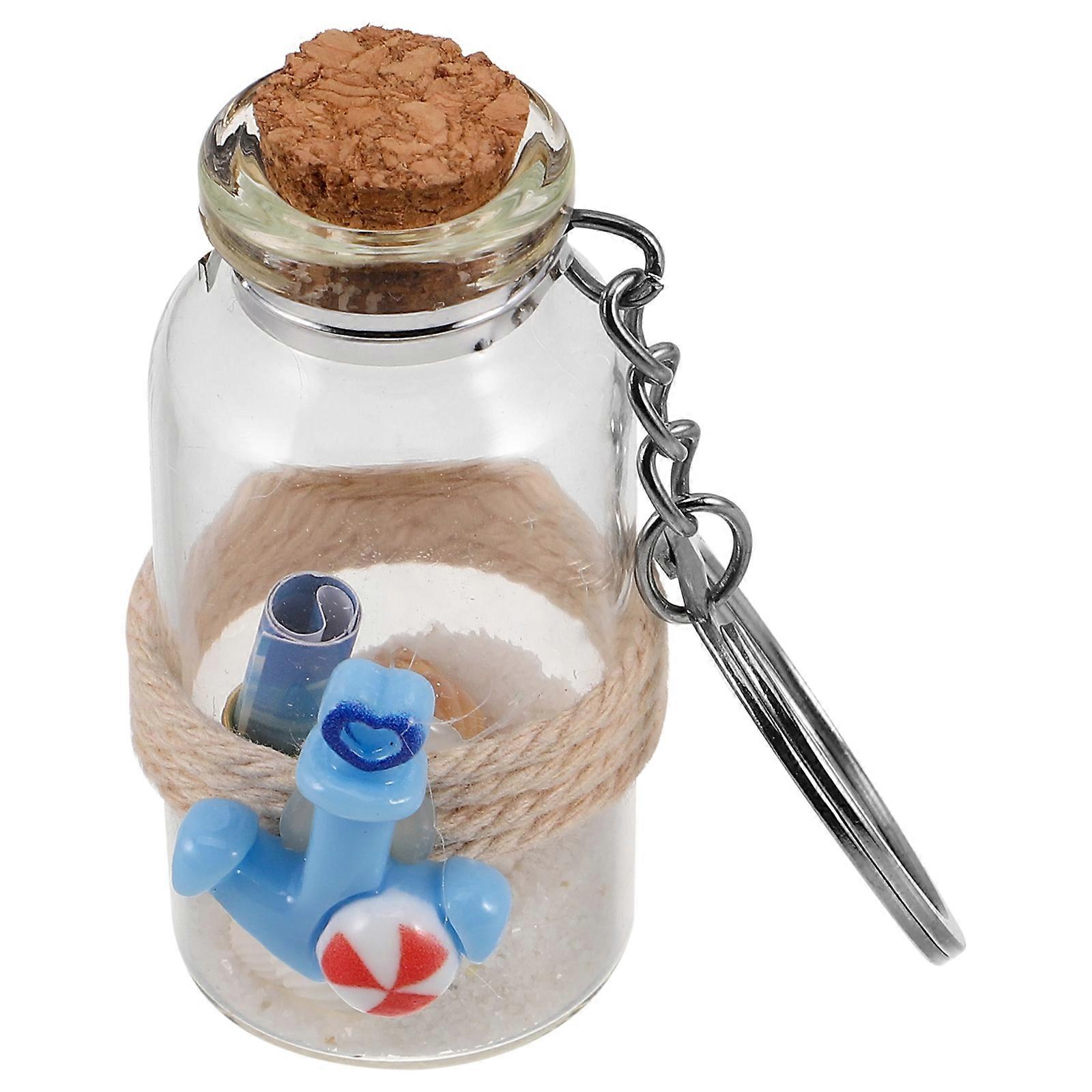 Cute Keychain Charm With Mini Glass Bottles For Purse Or Backpack Relaxing 1Set