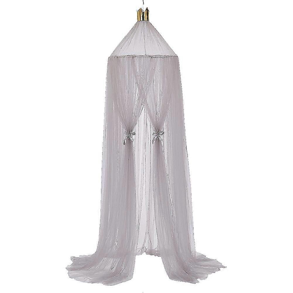 Gray Bed Canopy Net with Mosquito Netting - Decorative Mesh Curtain for Bedroom Bedding & Home D��cor