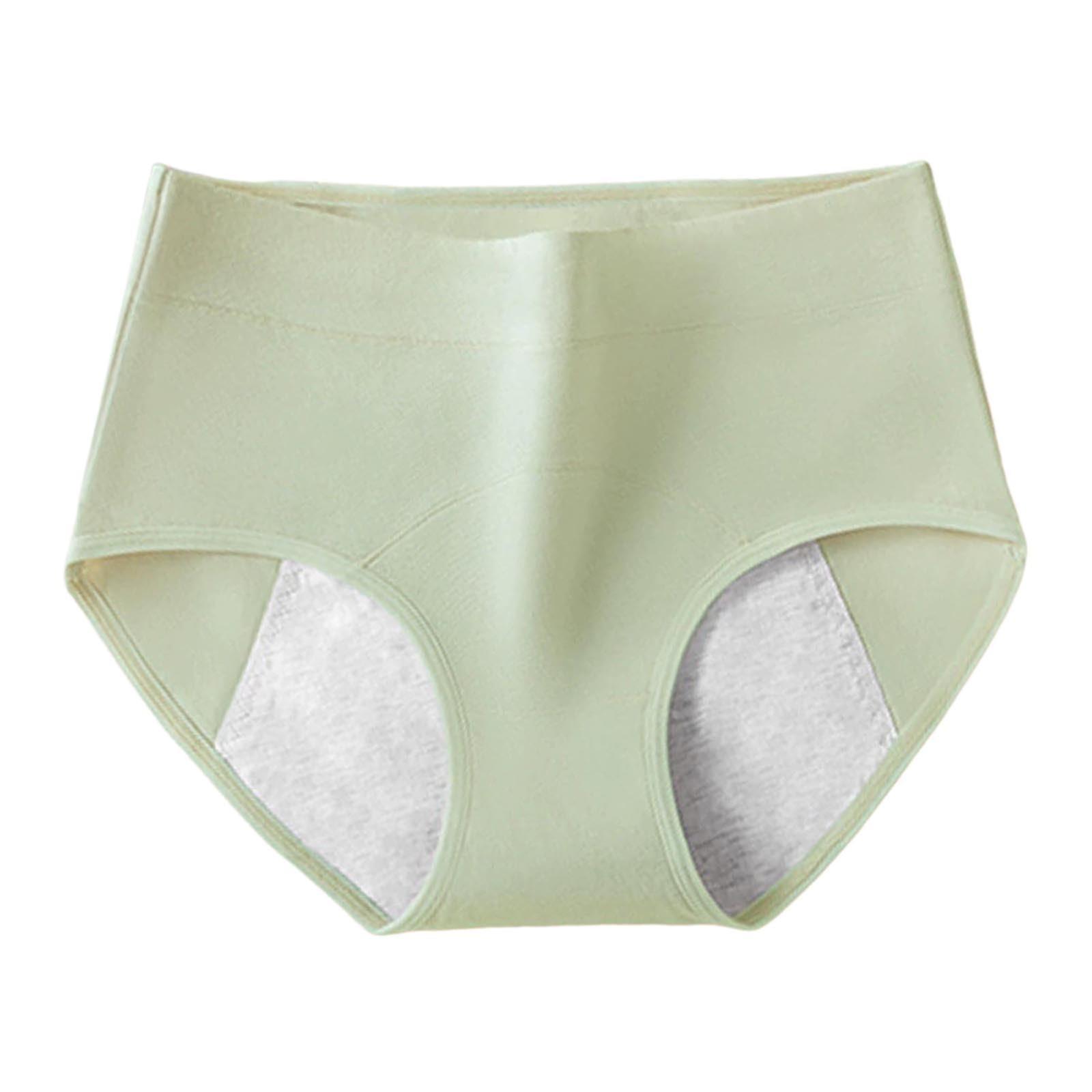 2025 Women's Green Solid Color Menstrual Underwear for Daily Use, Sexy XXXL Size, Comfortable Cotton Material