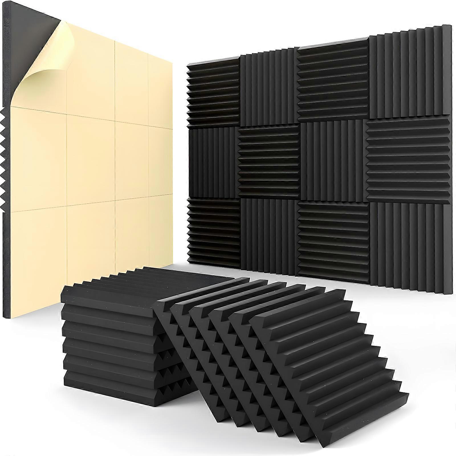 High-Density Flame-Retardant Acoustic Sponge_Black_24pcs