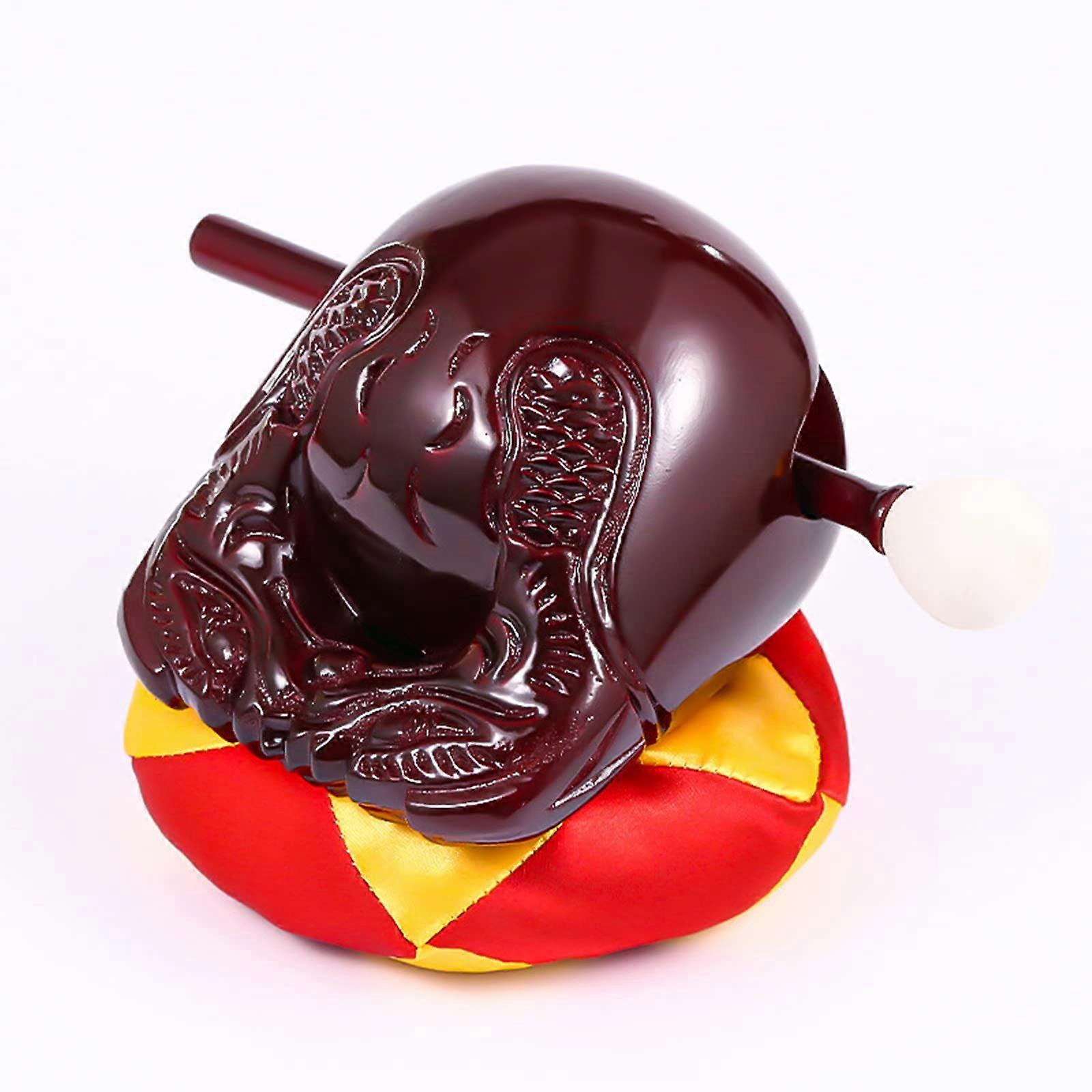 Tempelblock-Zen-Trommel With Mallet Cushions, Wooden Fish, Buddhist Percussion Instrument 7-Inch A