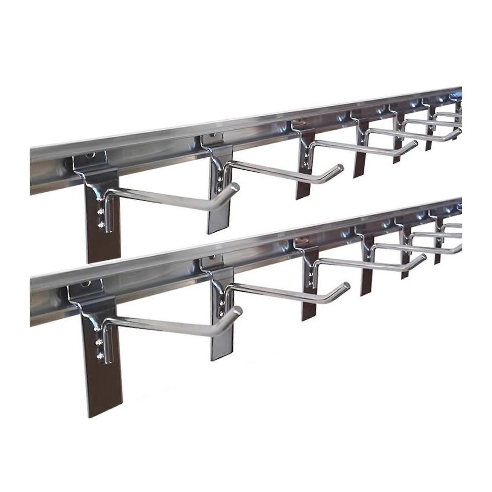 Garage Slat Wall Panel With 30 Hooks, 70 Cm Silver Slatwall For Retail Store, Workshop, Kitchen Display Shelf