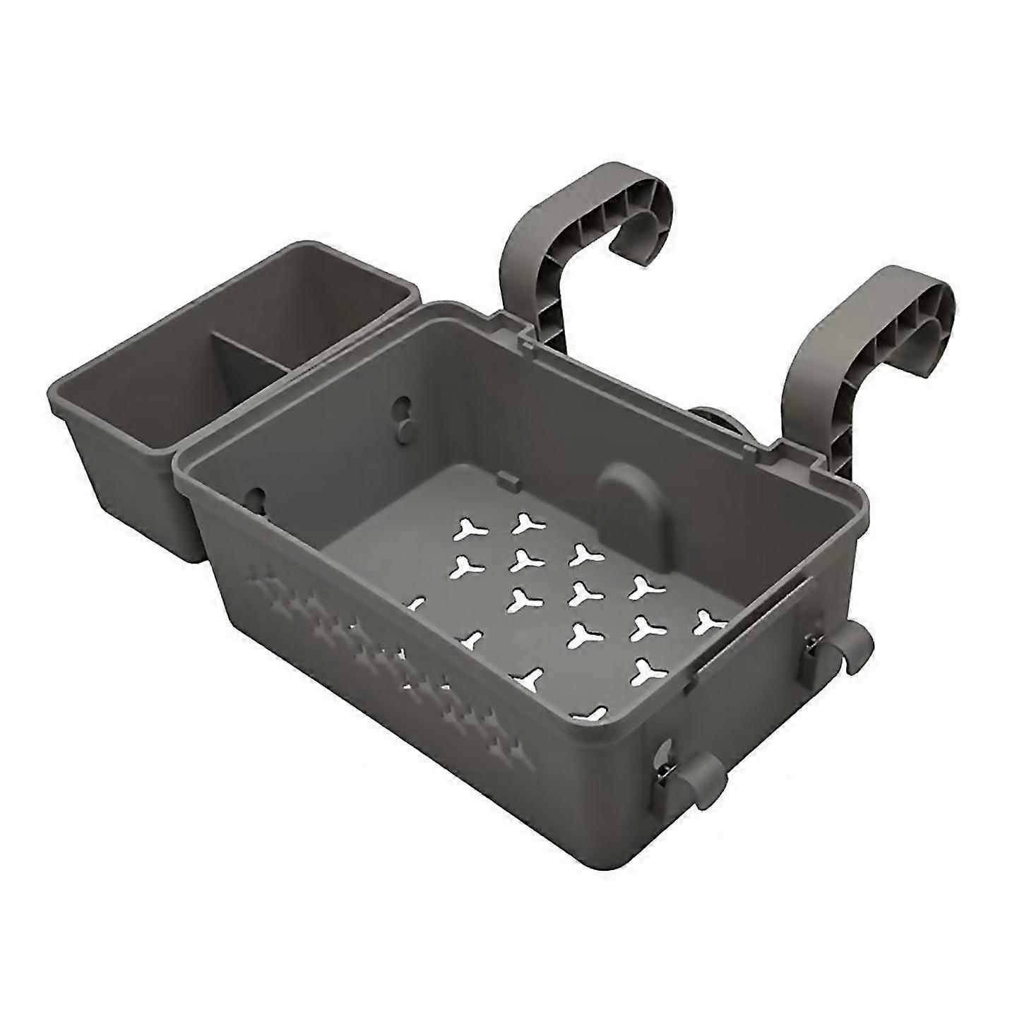For Portable Poolside Storage Basket Tray With Cup Holder Above Gray