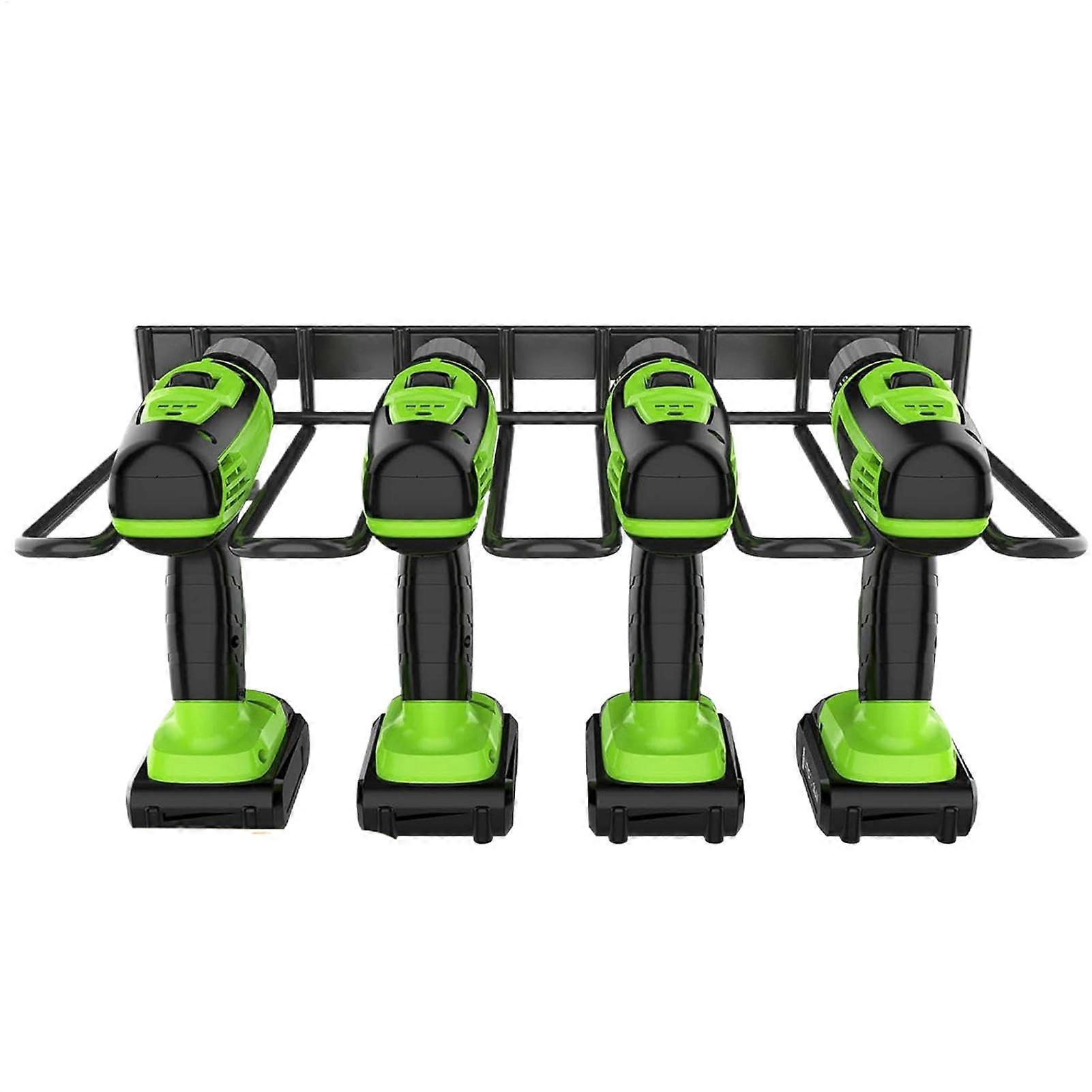 Power Tool Rack, Black Cordless Drill Holder, Wall Mount for Garage Storage, 25 kg Capacity, High-Performance Tool Organizer