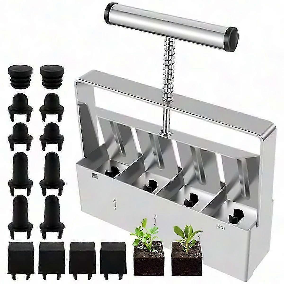 Soil Blocker with Seed Pin - Handheld Soil Blocking Tool for Seed Starting & Seedling Incubator