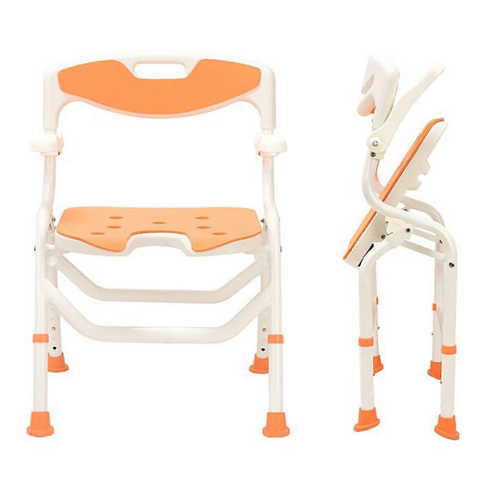 Adjustable Bath Chair Shower Stool for Elderly Portable Bench with Back, Arms, 5 Heights