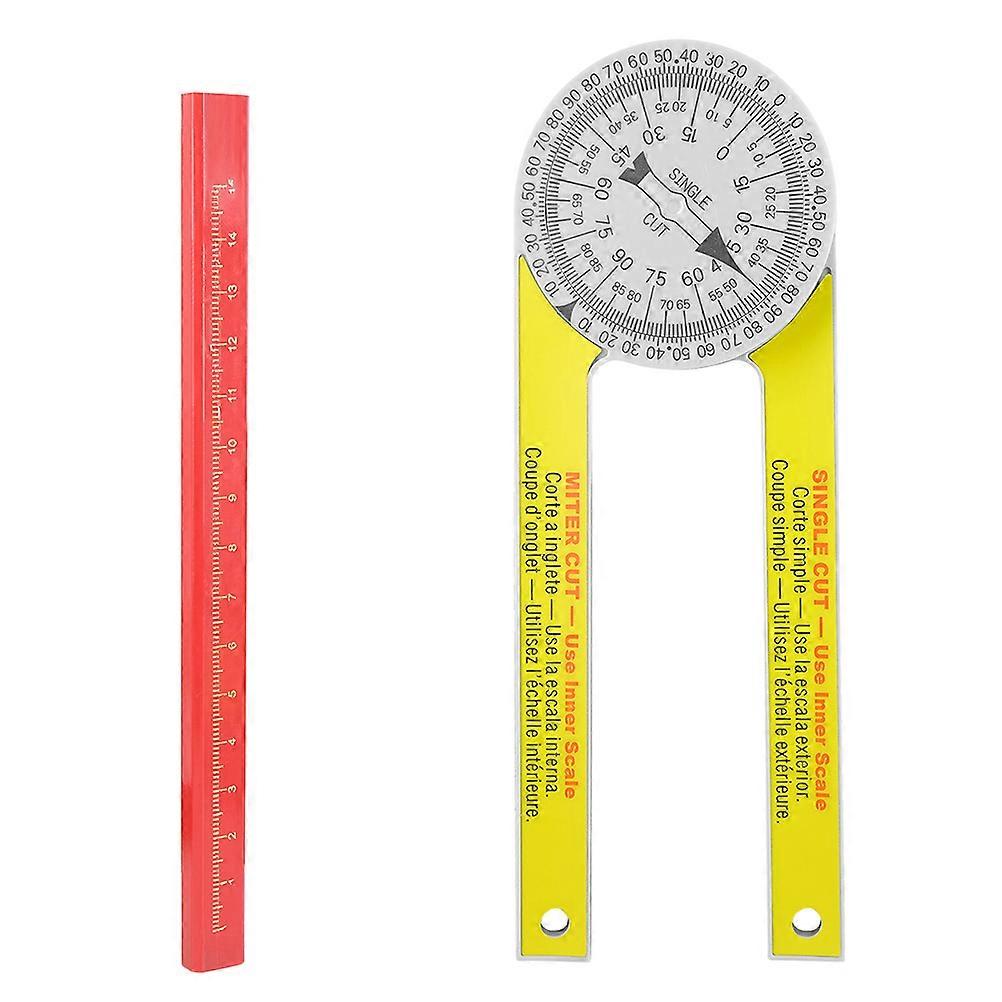 Woodworking Angle Protractor Tool Angle Ruler Construction Sites Yellow Abs Plastic for Woodworking Tool 1Set