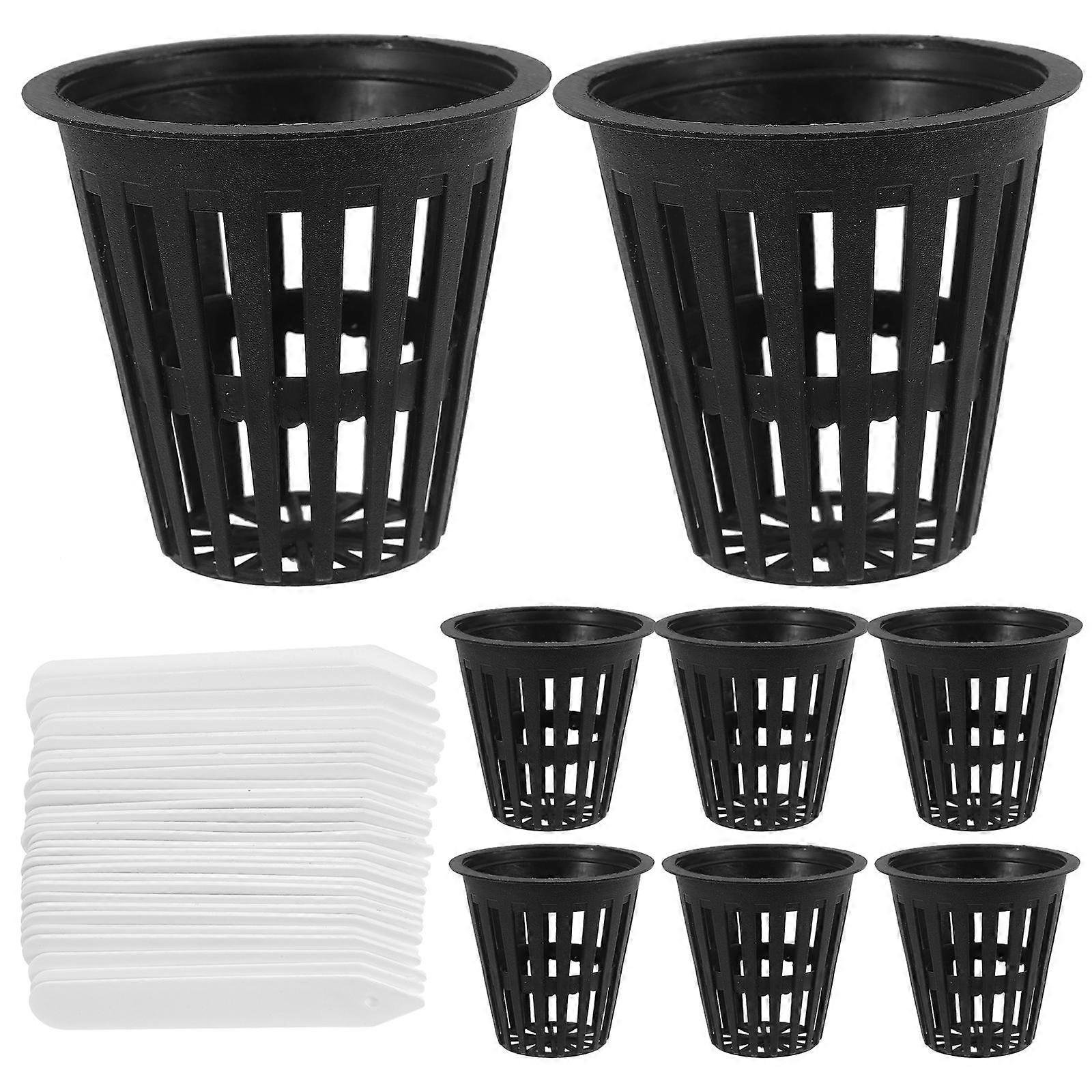 Slotted Mesh Net Pots Plastic Nursery Pots Hydroponic Gardening Black Uv Resistant for Air Circulation 1 Set