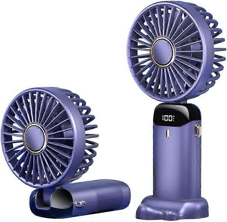 Portable Handheld Fan With Led Display, 5-Speed Settings, 5000Mah Battery, 90-Degree Adjustable, Des