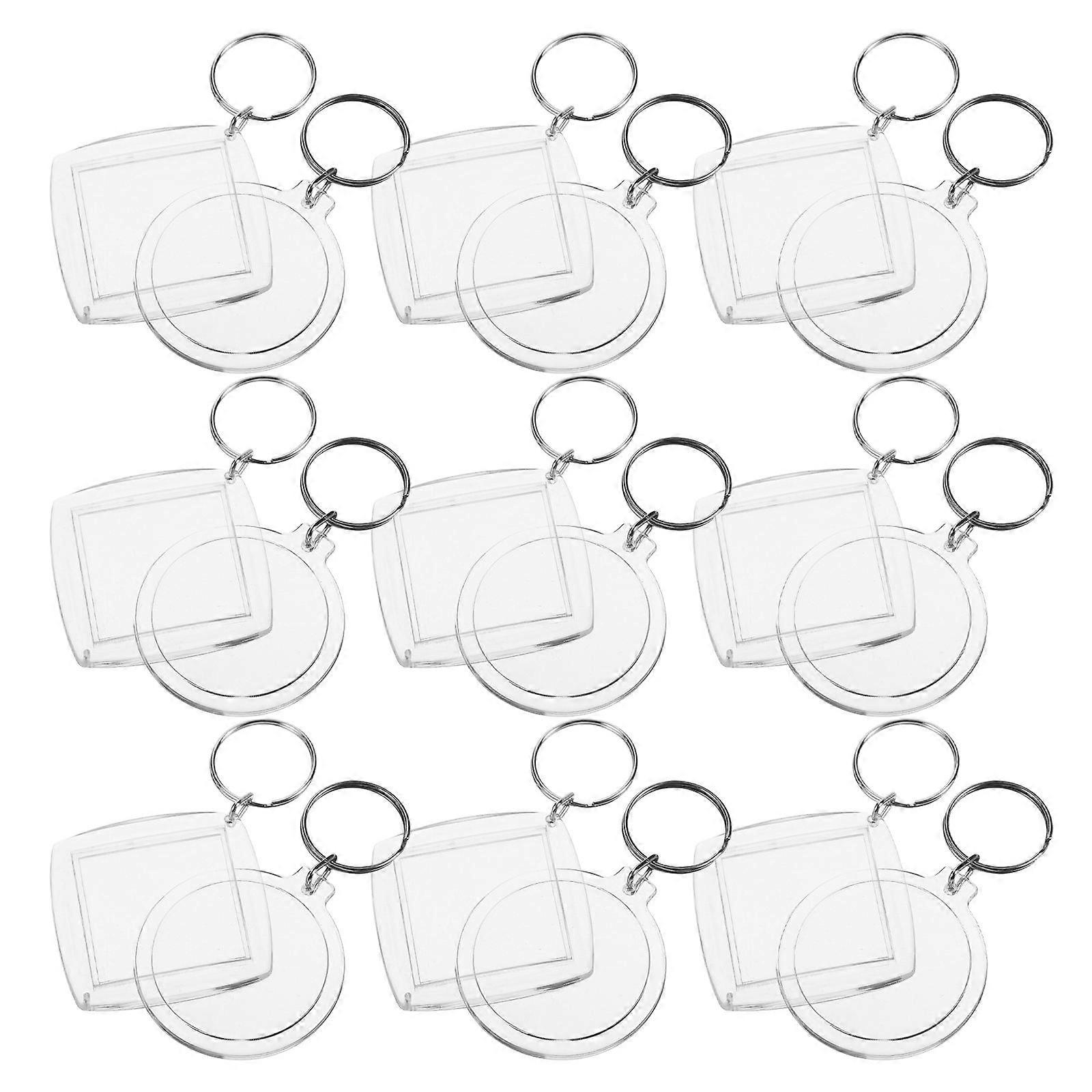 30pcs High Transparency Round Photo Frame Keychains for DIY Projects, Custom Tags, and Display Accessories