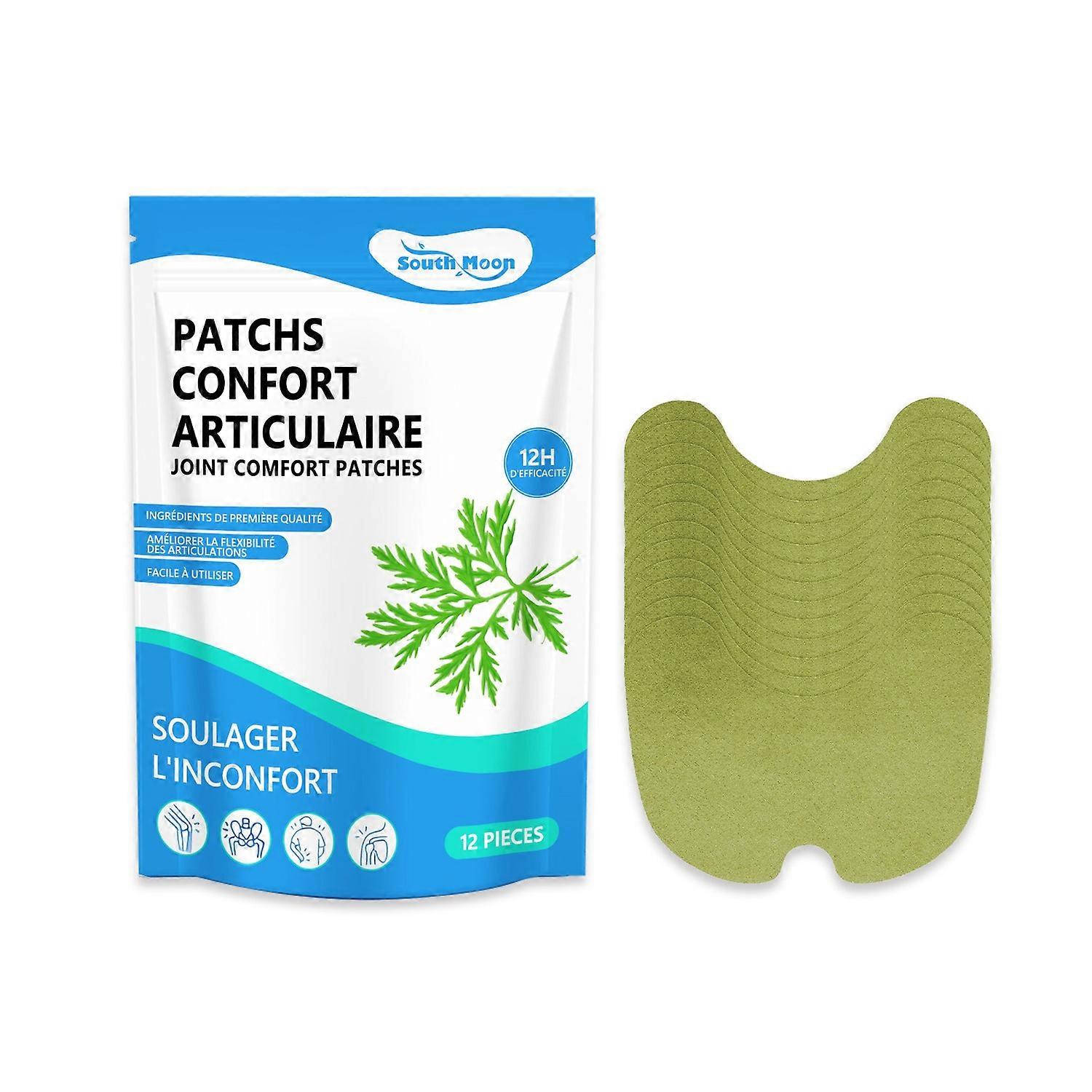 1-6x SOUTH MOON 12PCS Joint Comfort Patches Natural Joint Relief Patches for Back, Neck, Shoulder, J