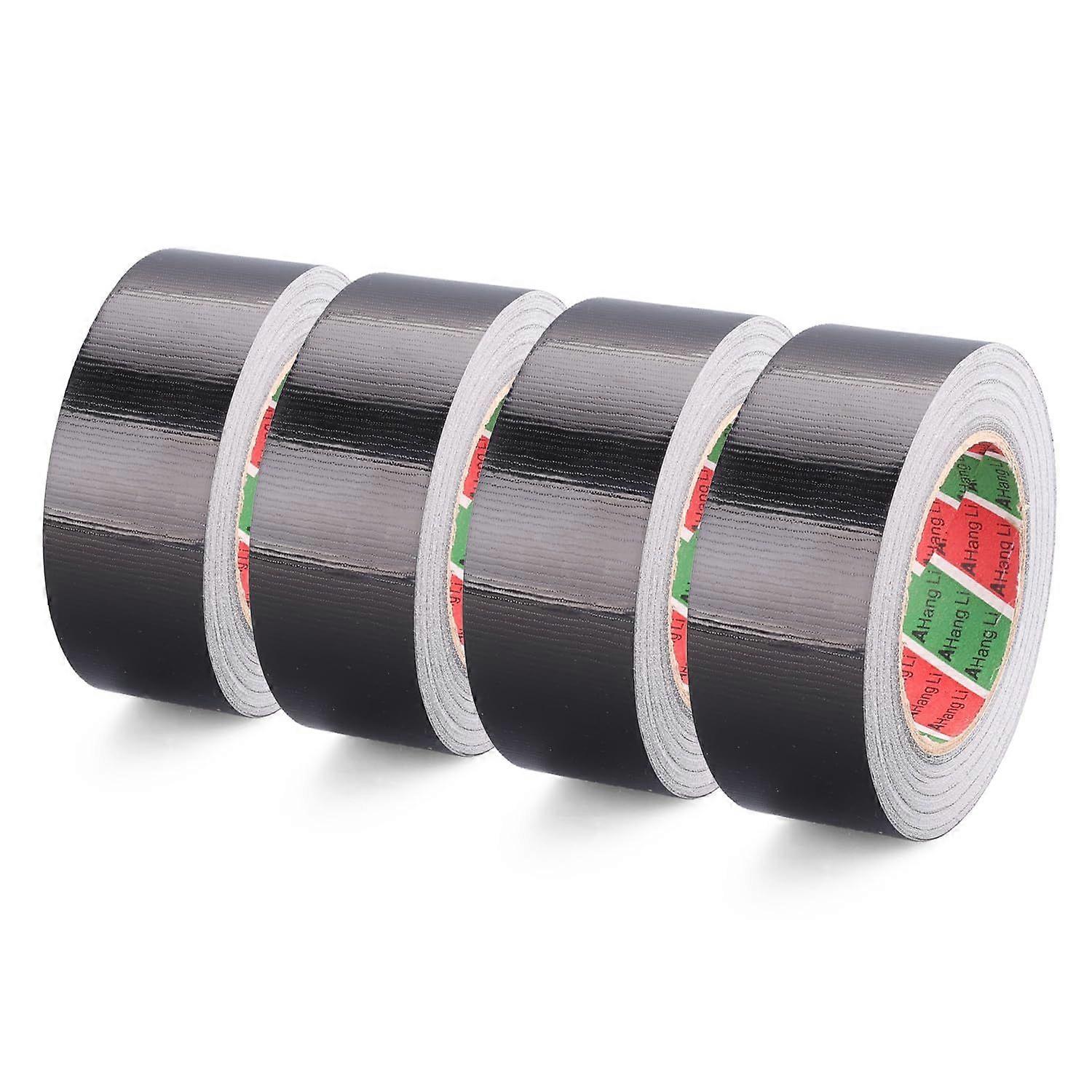 Ruban adhésif noir 4 rouleaux, 1,88 po x 30 vg 10,2 mils Ruban adhésif robuste, déchirure à la main, aucun résidu