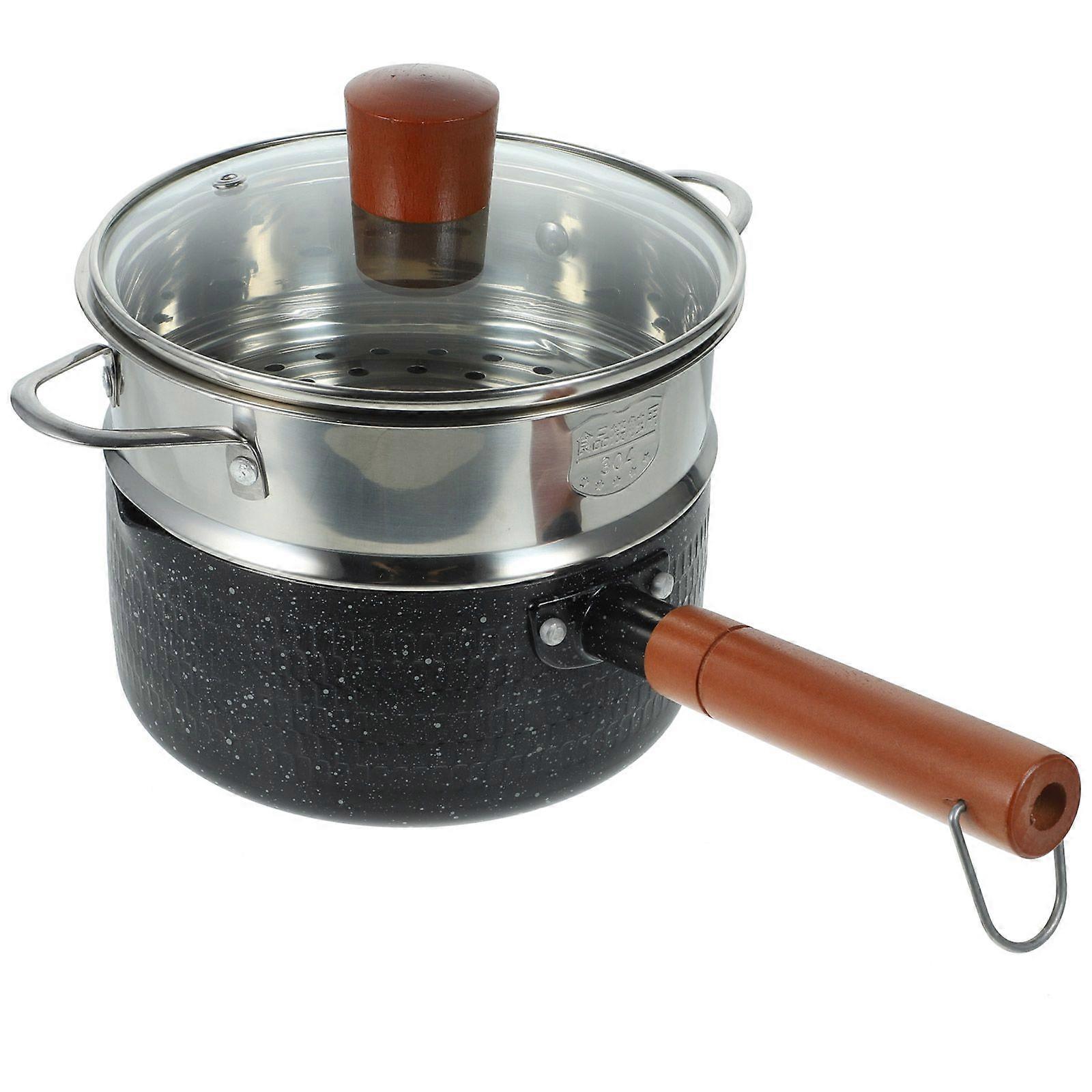 1 Set of Multi-function Milk Pot Non-stick Saucepan Cooking Pot Stovetop Milk Pot Food Heating Pot with Steamer