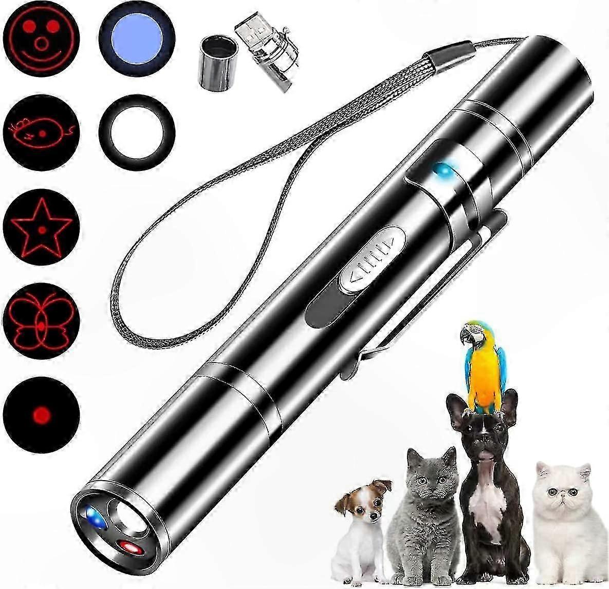 Adjustable Laser Pointer Dog Toy with 7 Modes Remote Control Trainer and USB Charging Capability