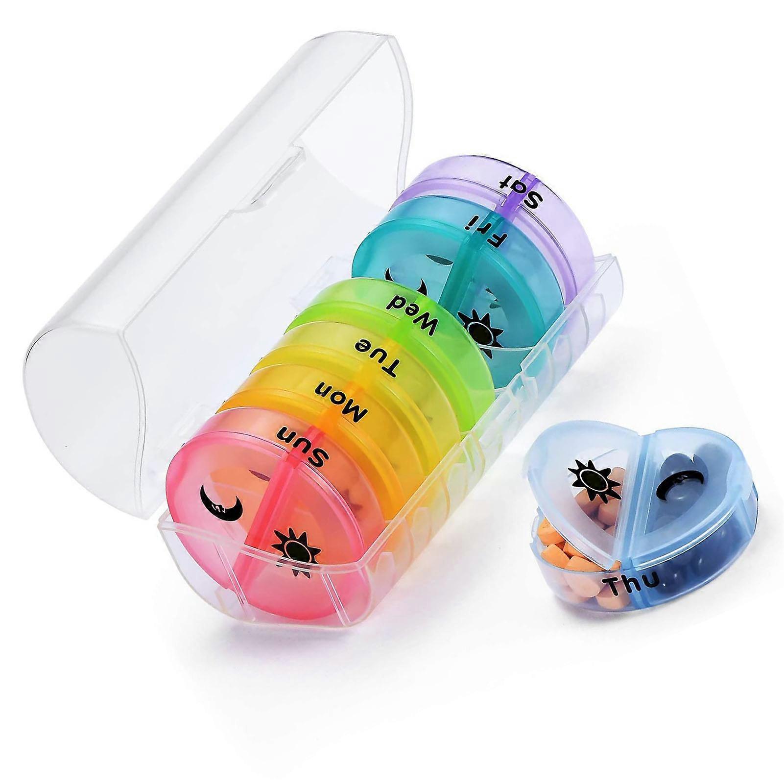 7Pcs Medicine Box 14 Grids 14.5x6.5x6cm Large Capacity Case