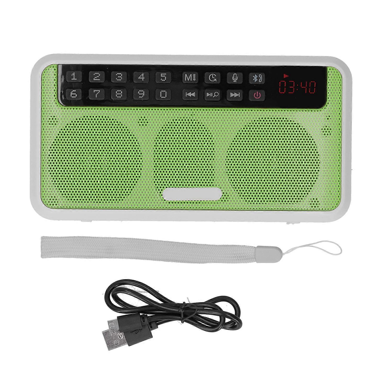 E500 Green Bluetooth Speaker - Portable, AUX/Memory Card, LED Flashlight, HD Stereo