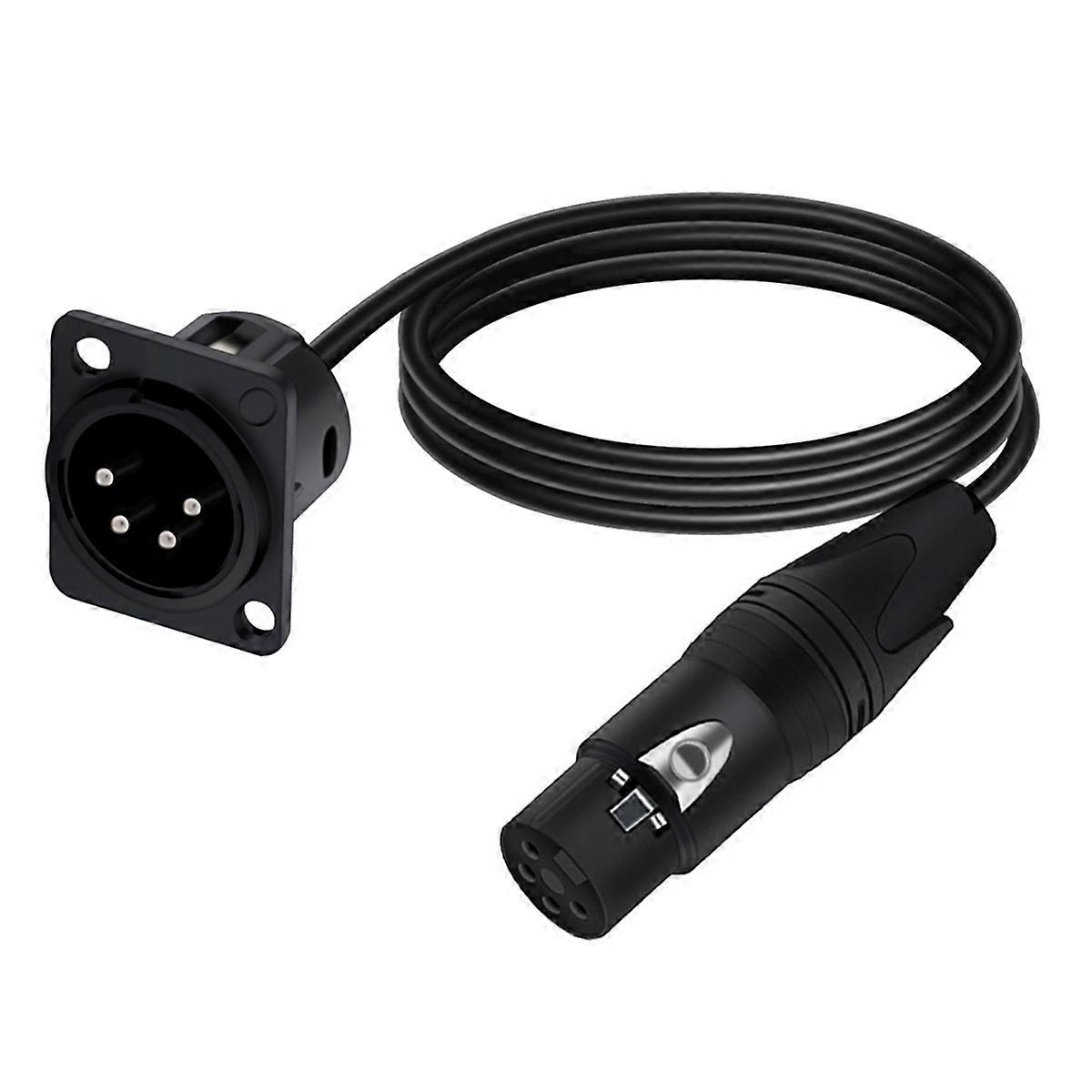 4Pin Type XLR Panel Mount Chassis to Female Connector XLR Feedthrough Bulkhead MIC Socket Audio Extension Cable 5 Meters