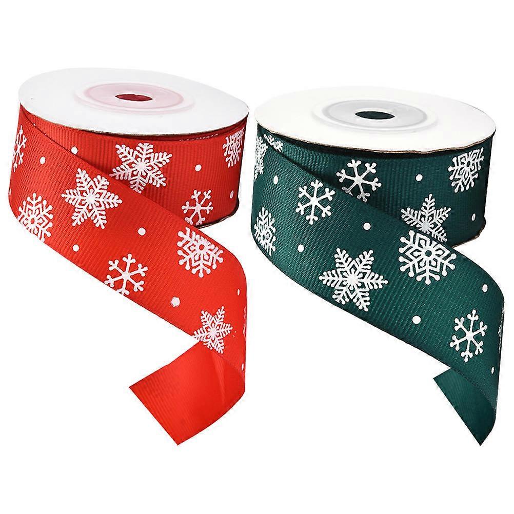 DIY Christmas Decoration Ribbon For Holiday Packaging 914x6.5CM Assorted Color Gift Wrapping 2 Rolls