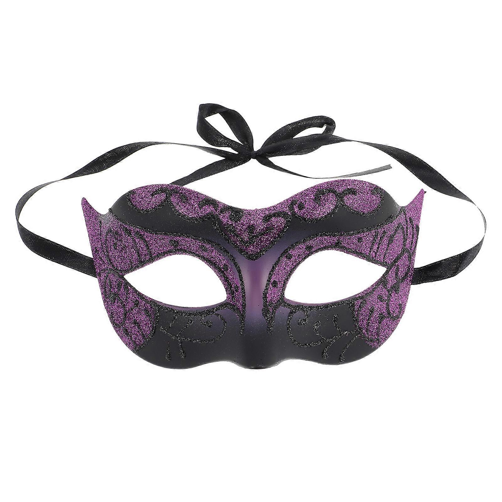 Masquerade Masks Painted Half Mask for Party Supplies Purple Plastic