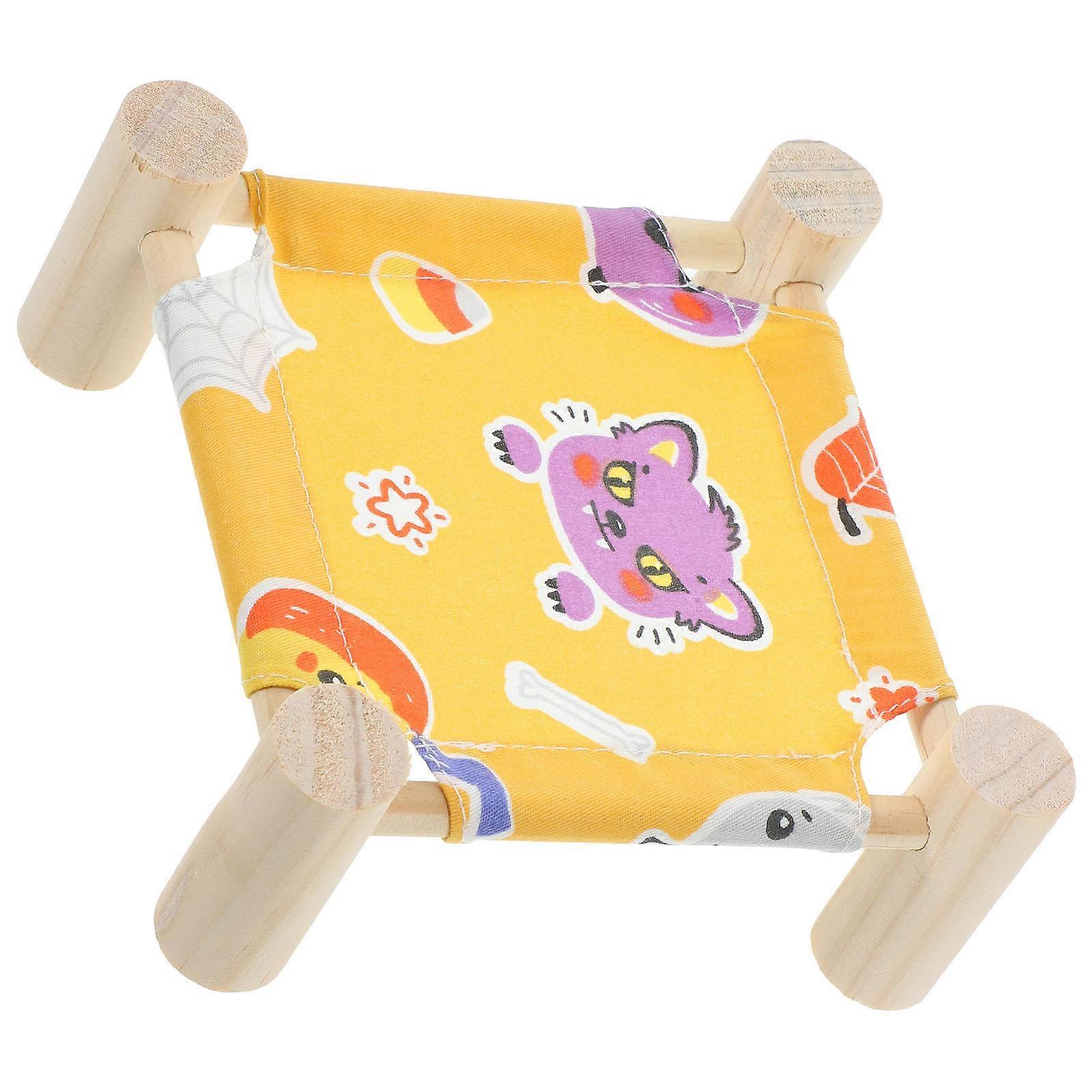 Hideout Small Animal Bed Elevated Pet Bed Halloween Theme Pumpkin Shape Wood Material 1 Set