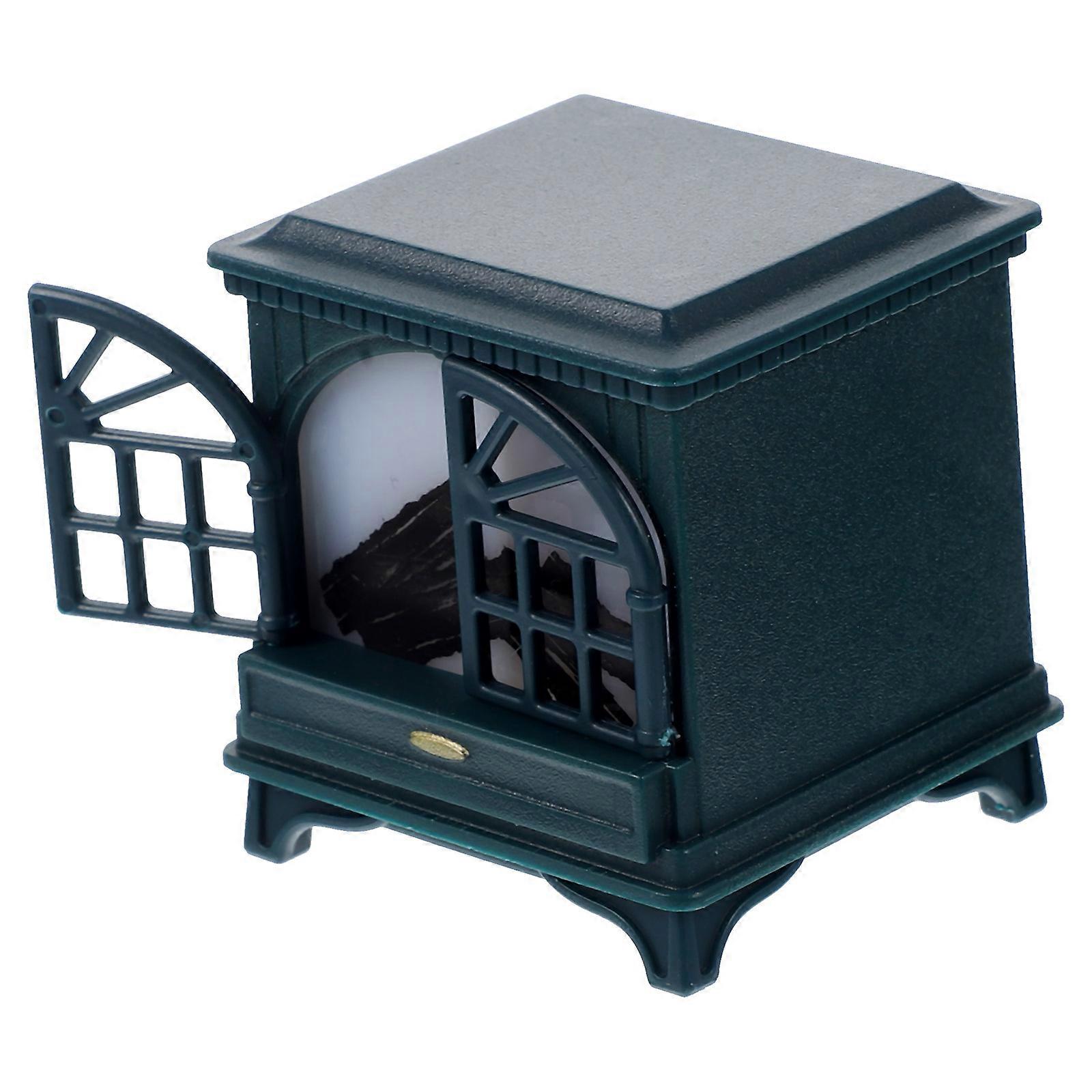 Green Doll House Fireplace Model Plastic Fireplace for Decor