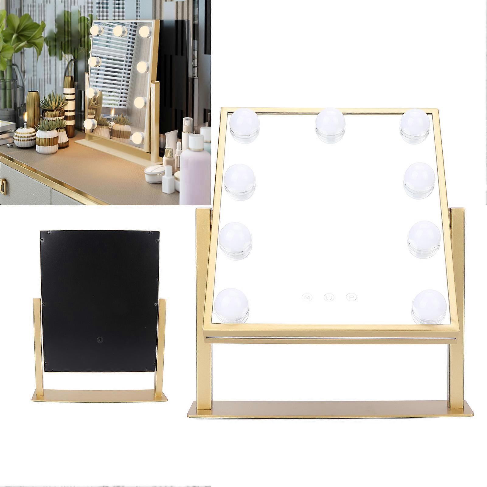 Makeup Mirror 9 LEDs 3 Color Modes Touch Control 25x36x30cm UK Plug