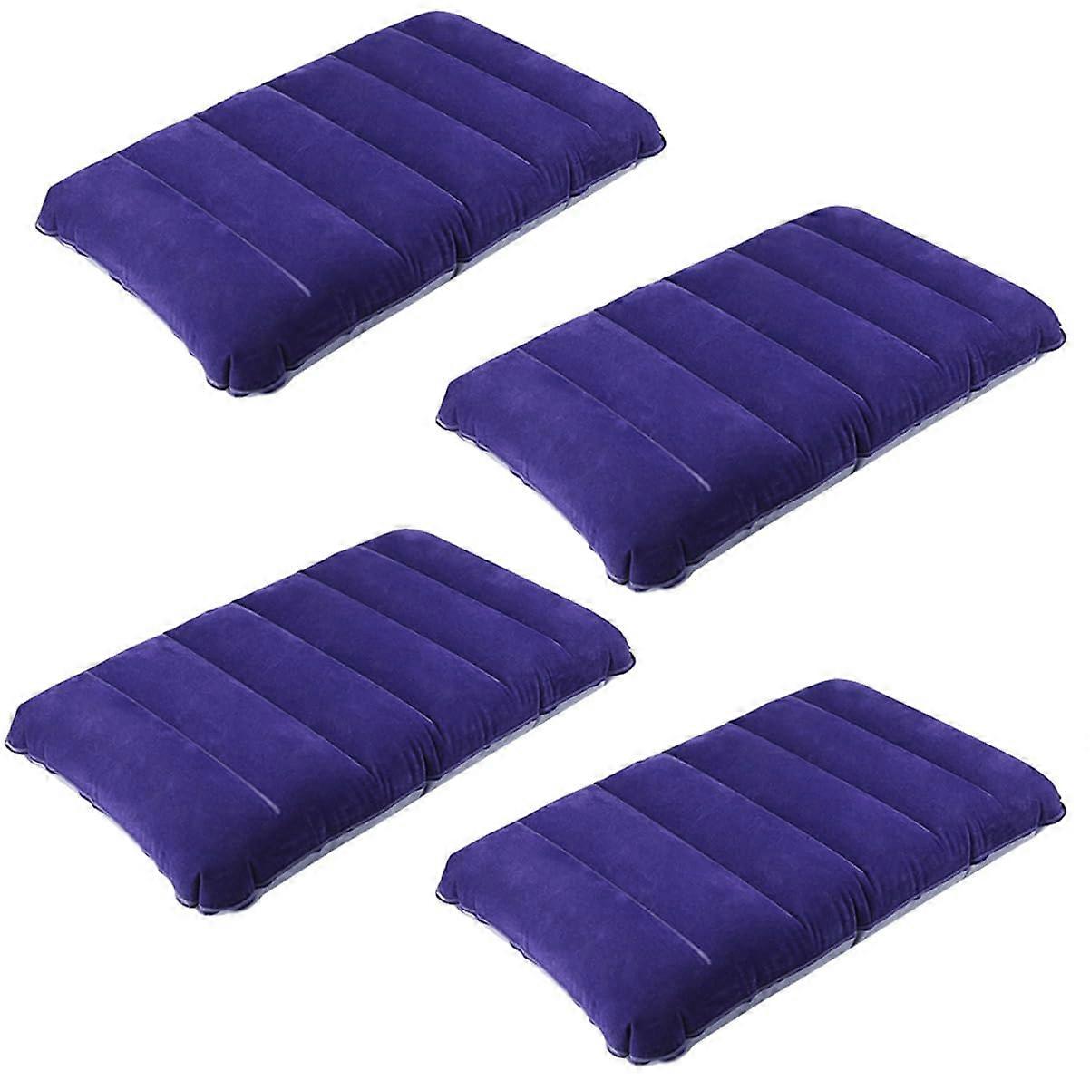 Square Inflatable Pillow For Sleeping Camping Travel PVC Flocking Neck Pillow Set Of 4 Portable Inflation Cushion