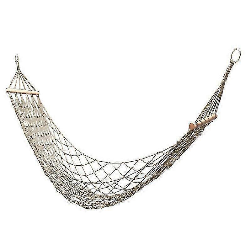 Cotton Rope Hammock, Hanging Net, Hammock For Indoor Or Outdoor, Single Hammock With Wooden Stick, With Tie Bag