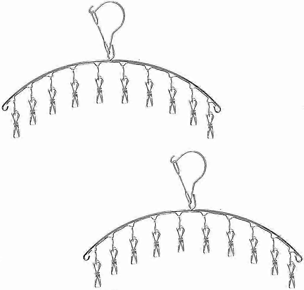 Stainless Steel Laundry Drying Rack Drying Drip Hanger Hanging Rack Sock Windproof Clothes Hanger- 2 Pack
