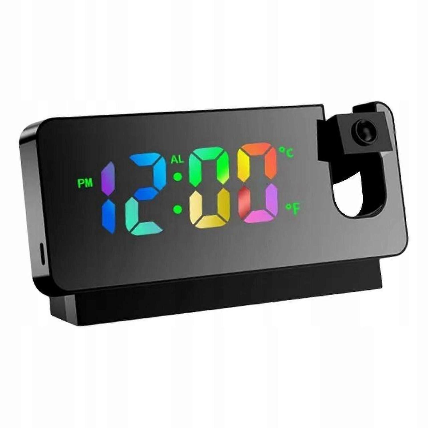 Led Projector Alarm Clock Digital Table Clocks Adjustable Silent Black