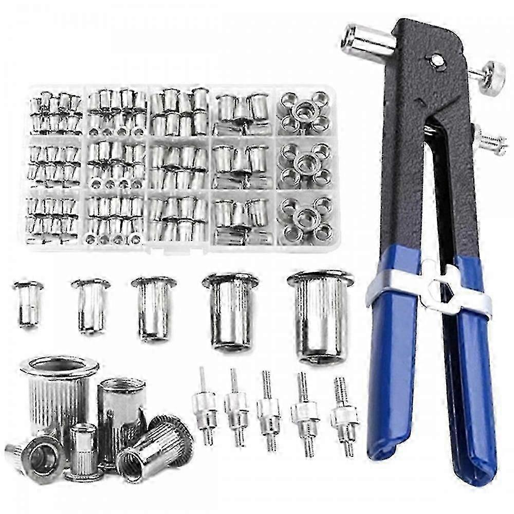 150PCS Rivet Nuts Plier Mandrel Kit - M3 to M8 Mandrels, Nut Rivet Set with Pliers for Rivet Nuts Repairtool