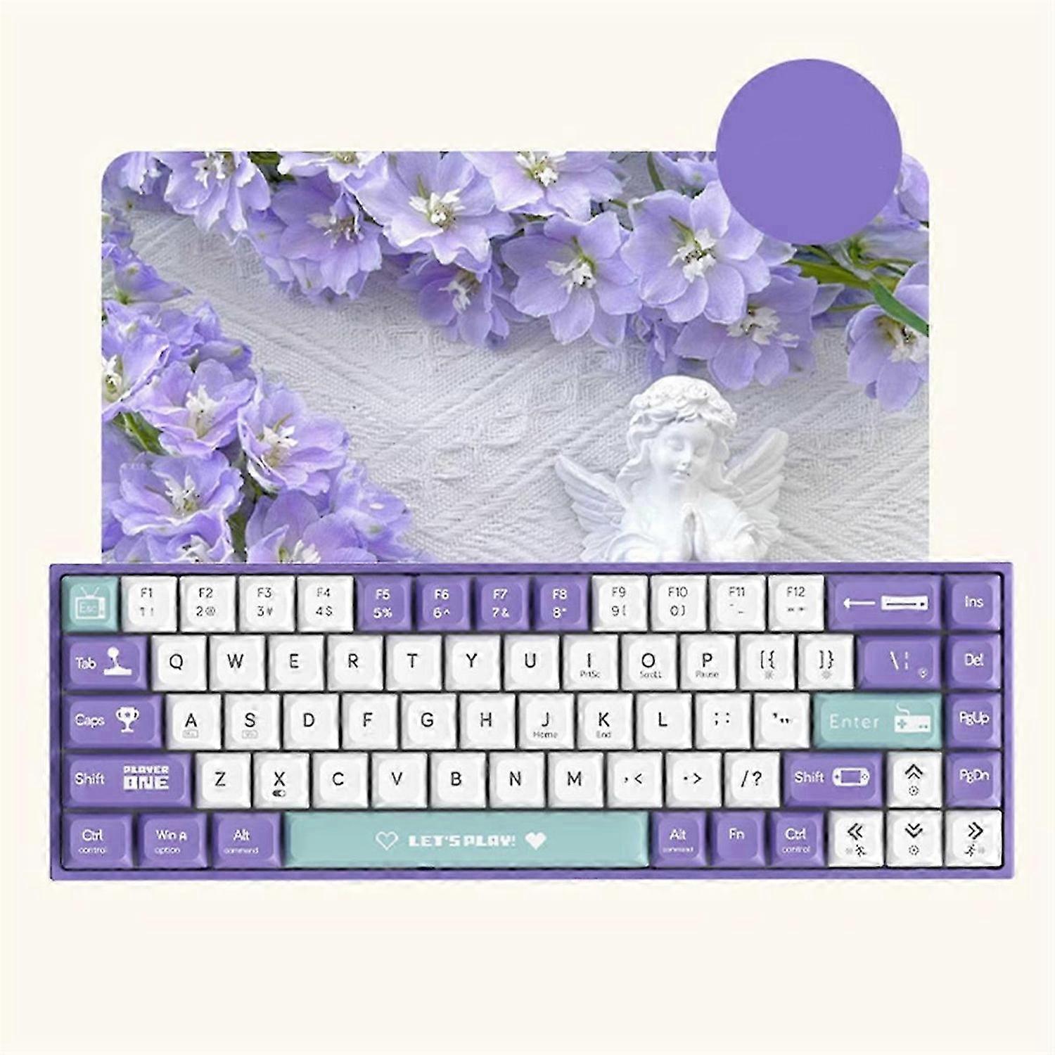 AJAZZ AK680 Gaming Mechanical Keyboard ABS Keycap Purple white A