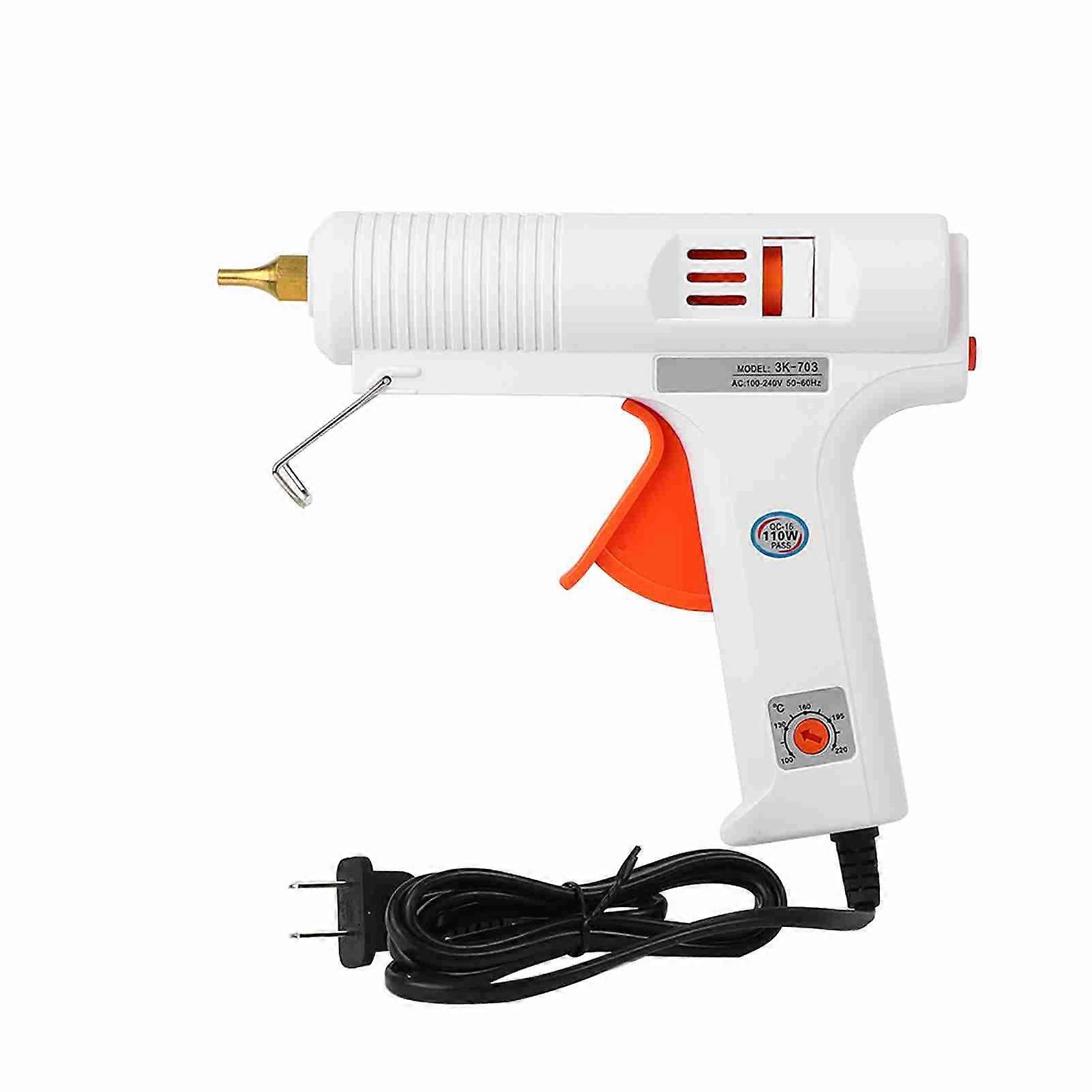 110W Adjustable Temperature Hot Melt Glue Gun, White, 11mm Muzzle