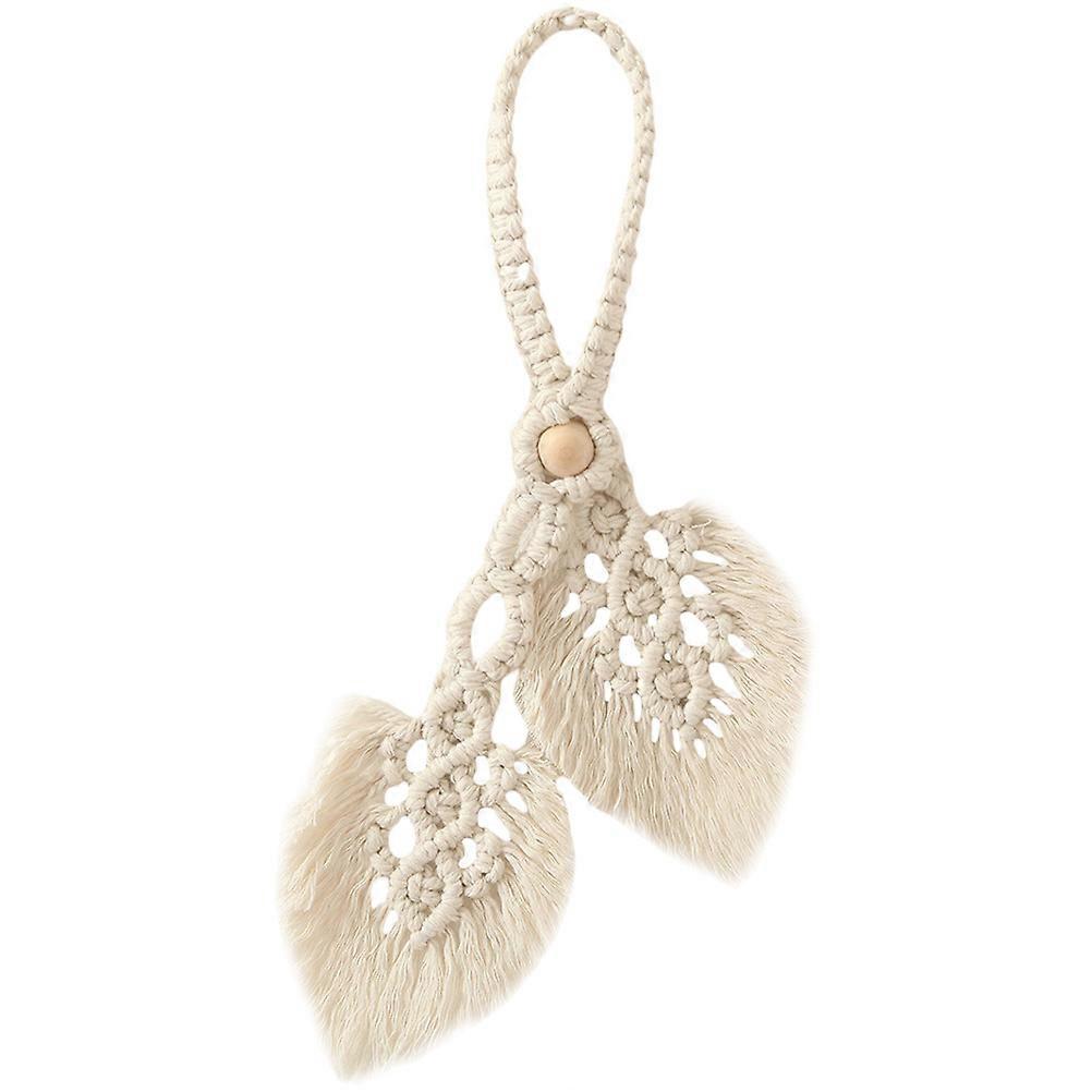 Curtain Tiebacks Bohemia Leaf Shaped Cotton Rope Curtain Holdbacks 2Pcs