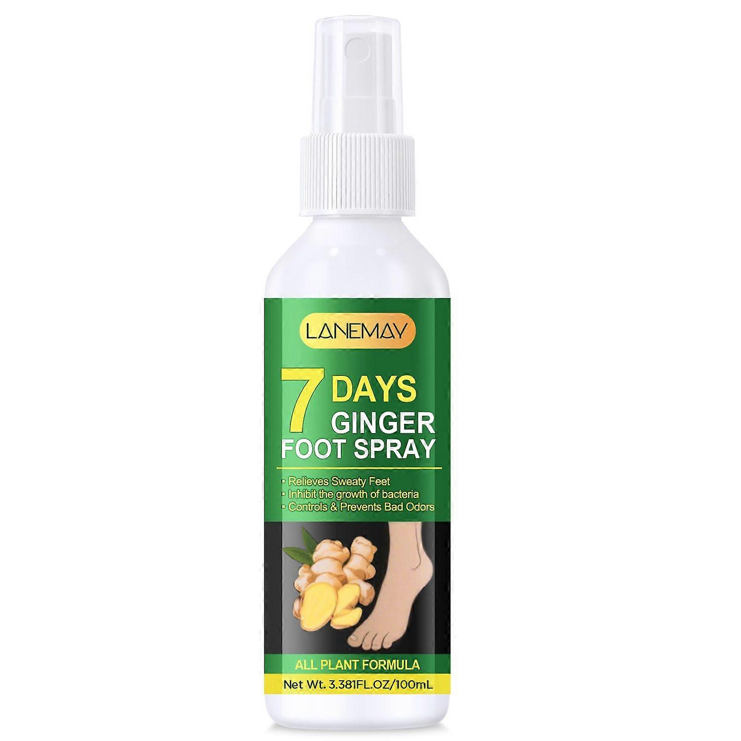 7 Days Ginger Foot Spray - Odor Control & Callus Care, Natural Ginger Nail Treatment - Refreshing & Nourishing Formula, 100ml