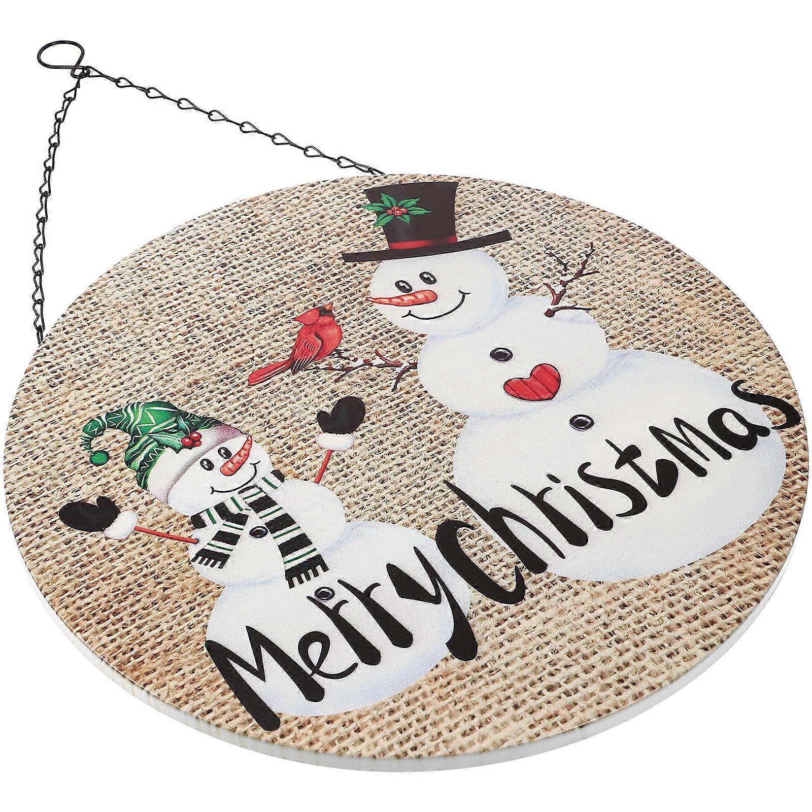 Iron Art Welcome Sign for Wall Decoration with Snowman Pattern Pendant