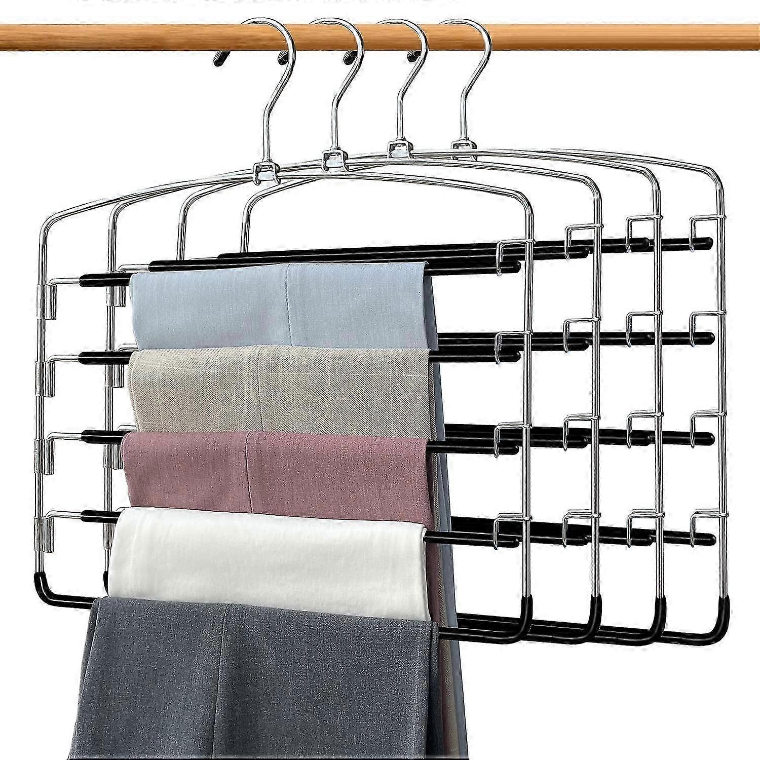 4 pack 5 tier pants hangers, space saving 2025