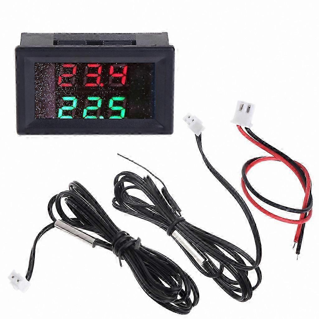 Dual Color Digital Thermometer with Waterproof NTC Metal Sensor for Easy Installation DC4-28V Red Green Temperature Monitoring Solution