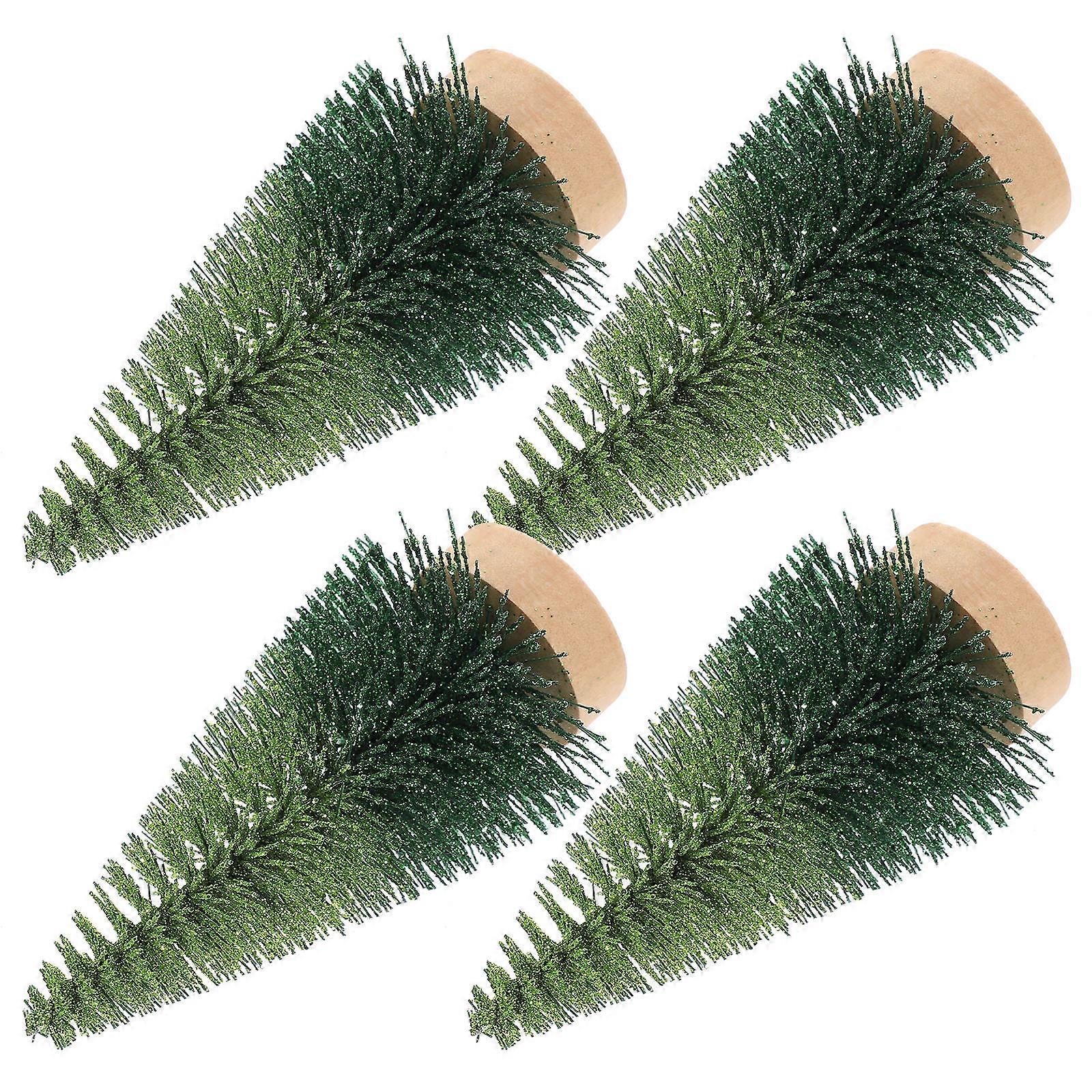 Christmas Tree Decor for Home Table 16Pcs Mini Artificial Xmas Trees with Wood Base