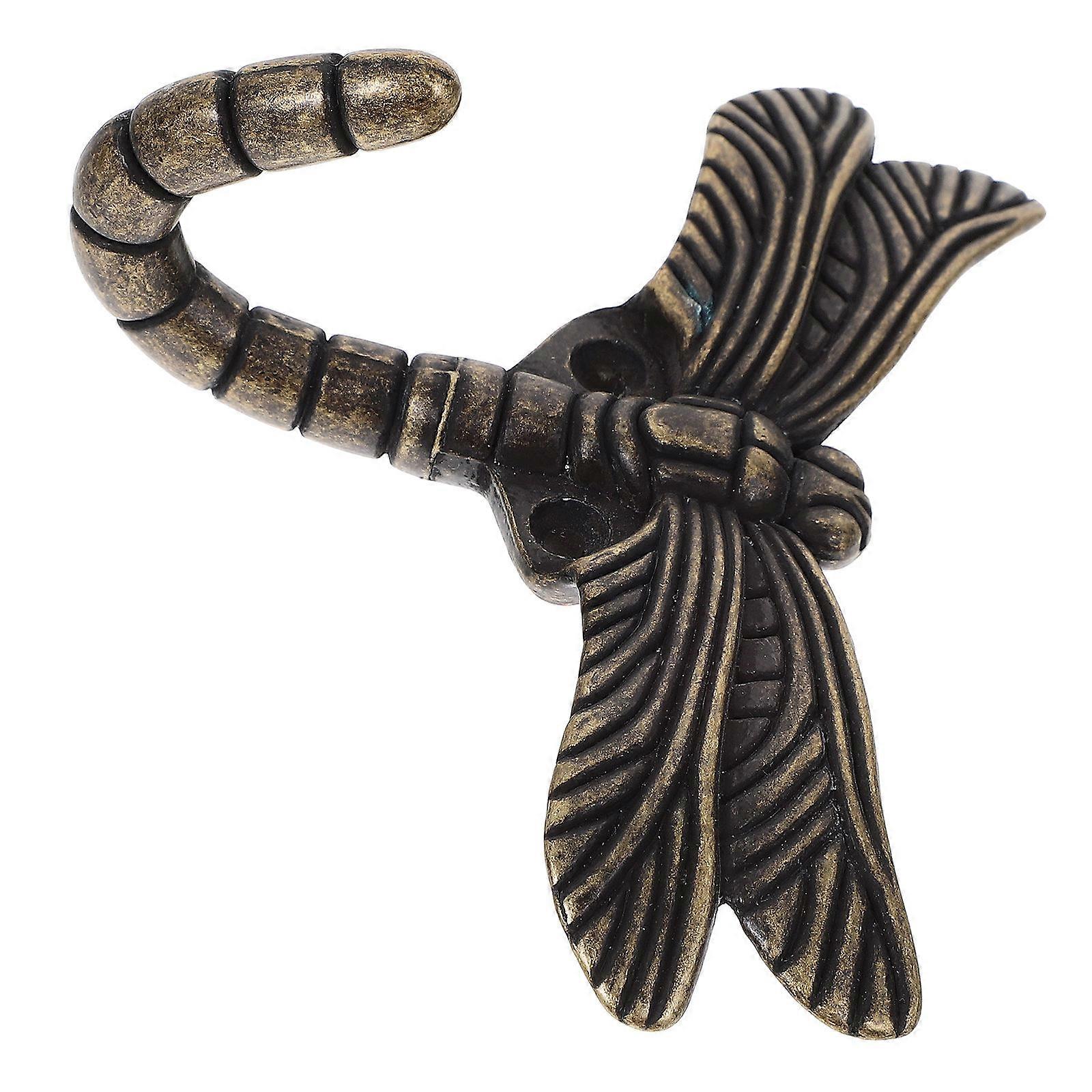 Wall Hooks Dragonfly Shape Decorative Hook for Home Use 4Pcs Dark Brown Zinc Alloy
