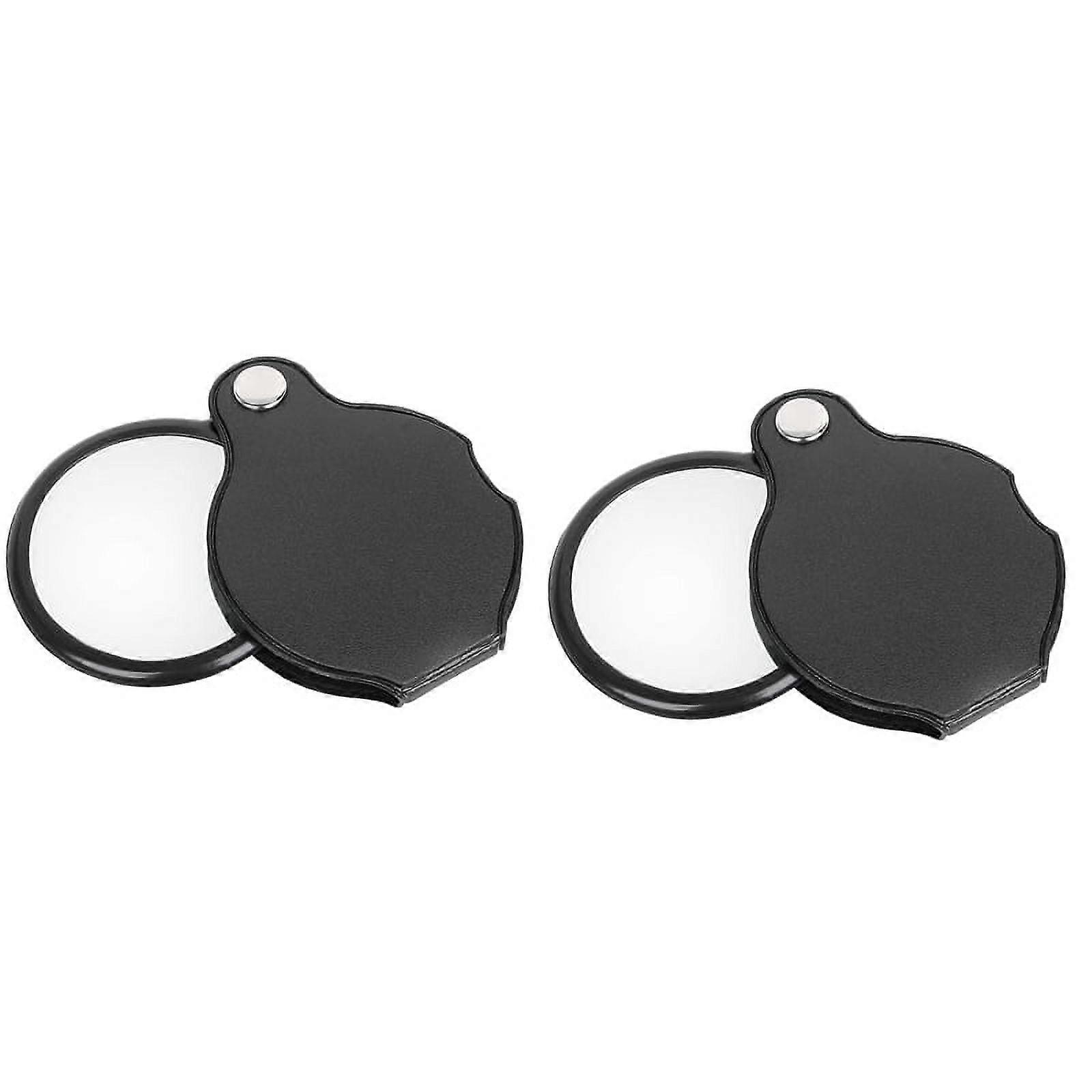 2X Folding Fold Pocket Magnifying Glass Magnifier Lens 3X Magnification Folding Leather Case Magnifying Glass