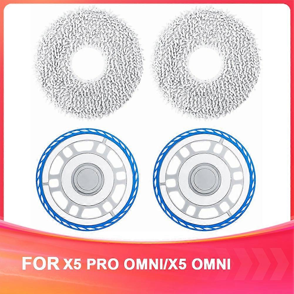 2set Mop Cloths with Replacement Holder for Ecovacs Deebot X5 Pro Omni/X5 Omni Robot Vacuum Cleaner Replacement Parts