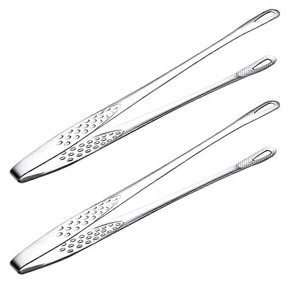 Food Clamping Barbecue Clips In Silver Color 9.43x0.47inch Suitable For Buffet Events Ergonomic Design 2Pcs