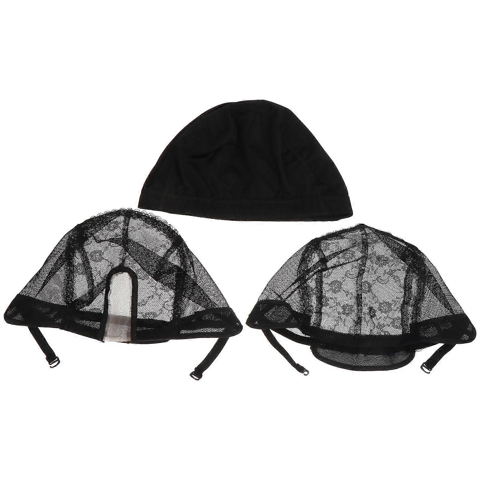 Elastic Wig Net Cap for Hair Care Function with 6Pcs Black Mesh