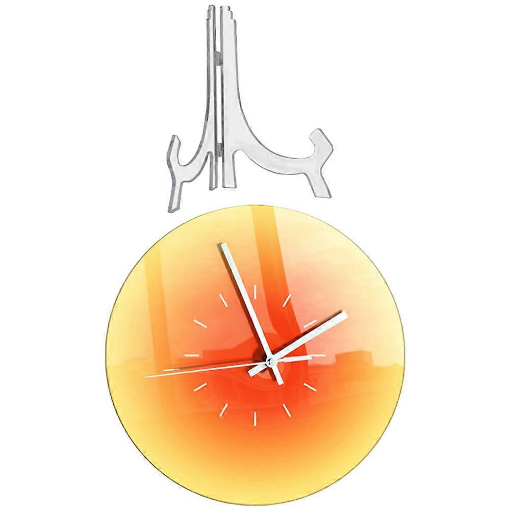 Decorative Wall Clock 3Pcs Reliable Clock Mechanism Timekeeping Clock For Room Modern Design 30X30CM Orange Acrylic