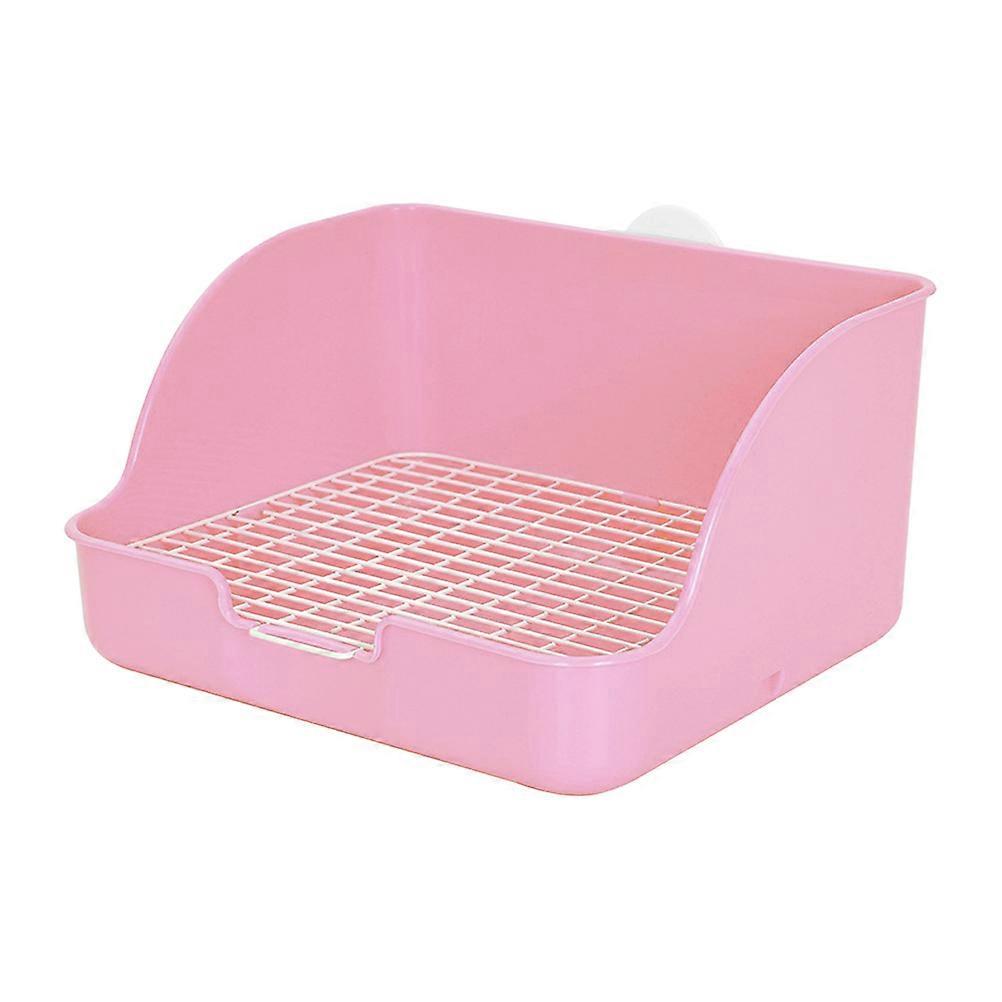 Bunny Litter Box Plastic Potty for Rabbit Training 2Pcs Pink Rectangle