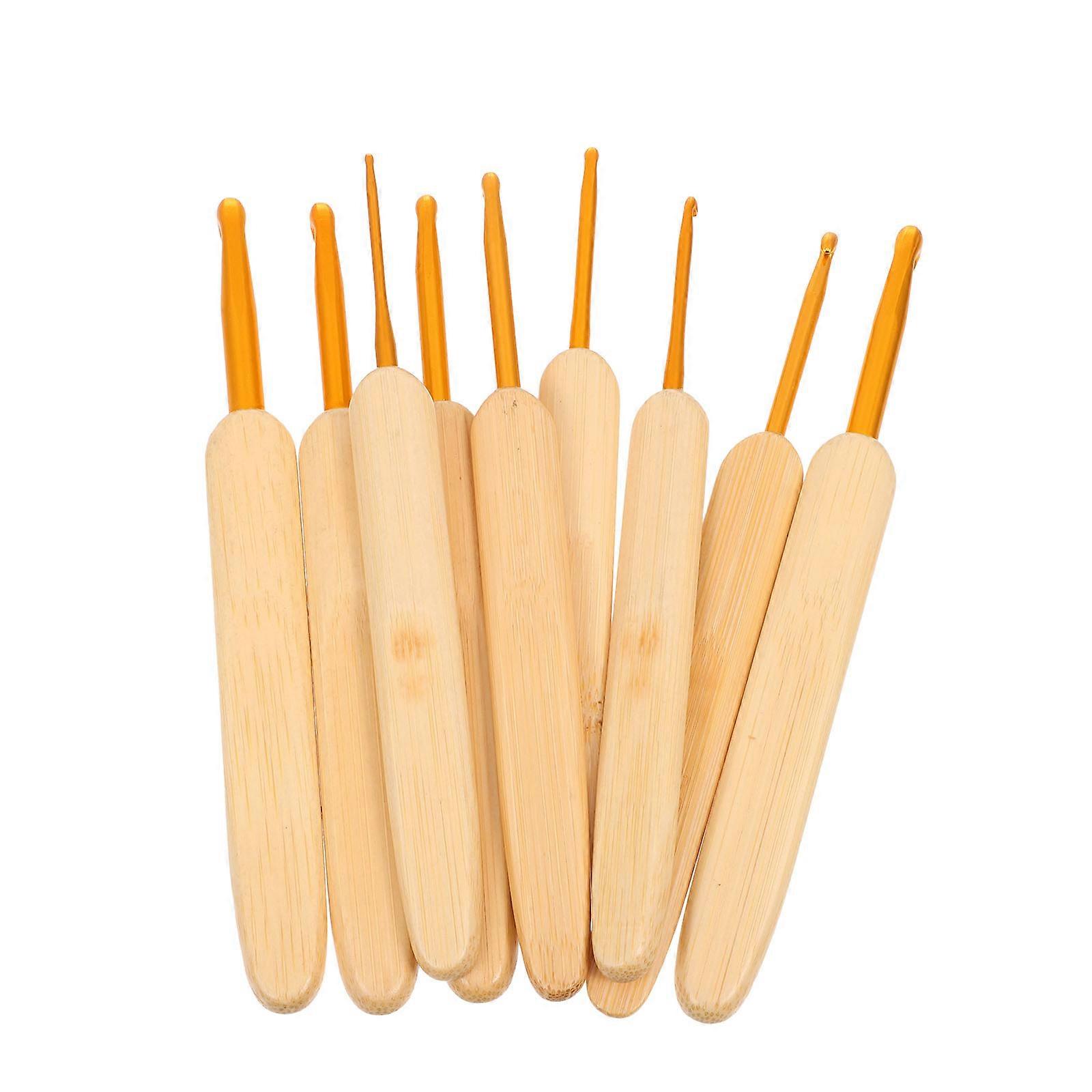 Crochet Hooks Bamboo Handle Sweater Knitting Needles for DIY 18Pcs