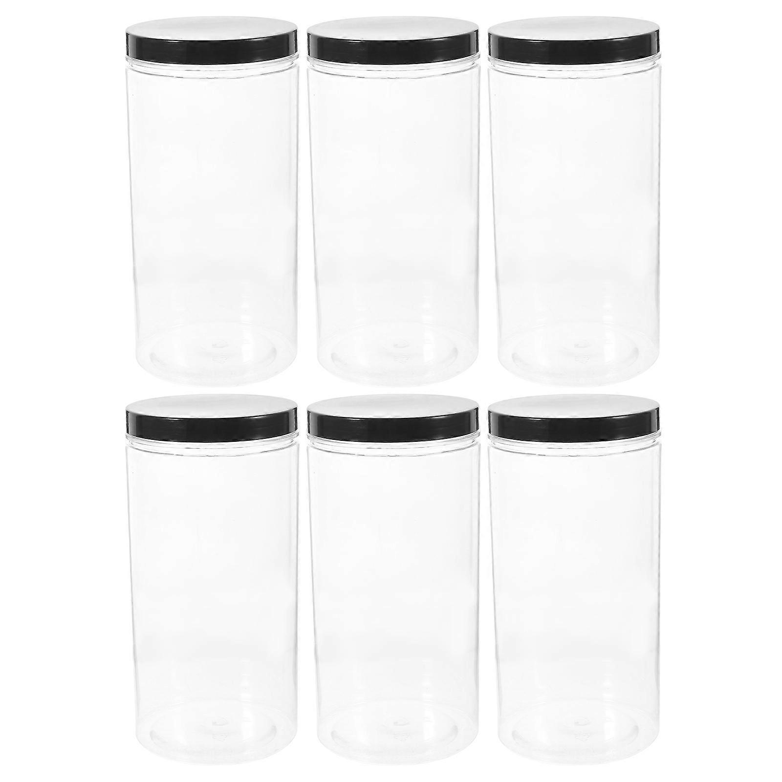 Airtight Plastic Storage Jar 6Pcs For Home Kitchen Organization Transparent 20X10X10CM Reusable Containers
