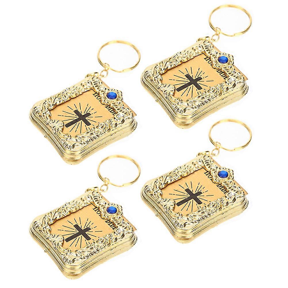 Creative Bible Keychains Mini Key Chain for Decor 16Pcs Gold Color