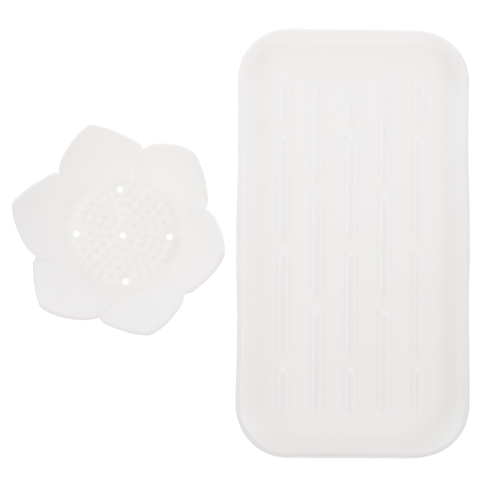 Decorative Soap Rest Silicone Soap Holder for 2Sets with Drainage for Home